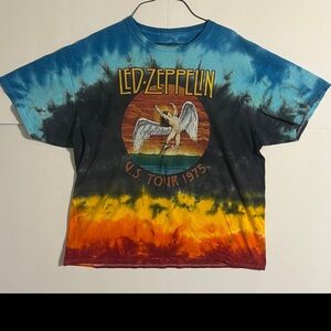 Vintage 2000s Led Zeppelin USA 1975 Tour Rock Music T Shirt Tie Dye Size xl